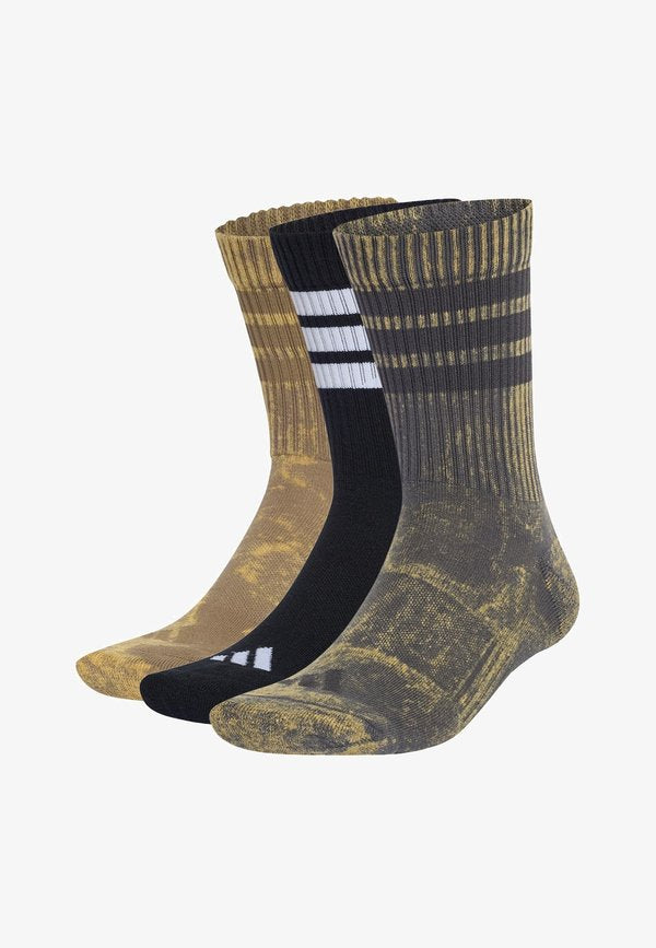 adidas Performance 3 STRIPES  CUSHIONED CREW STONE WASH 3 PAIR PACK UNISEX - Sports socks - grey six   khaki six   black   white