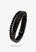 s.Oliver LEATHER BEADS - Bracelet - schwarz