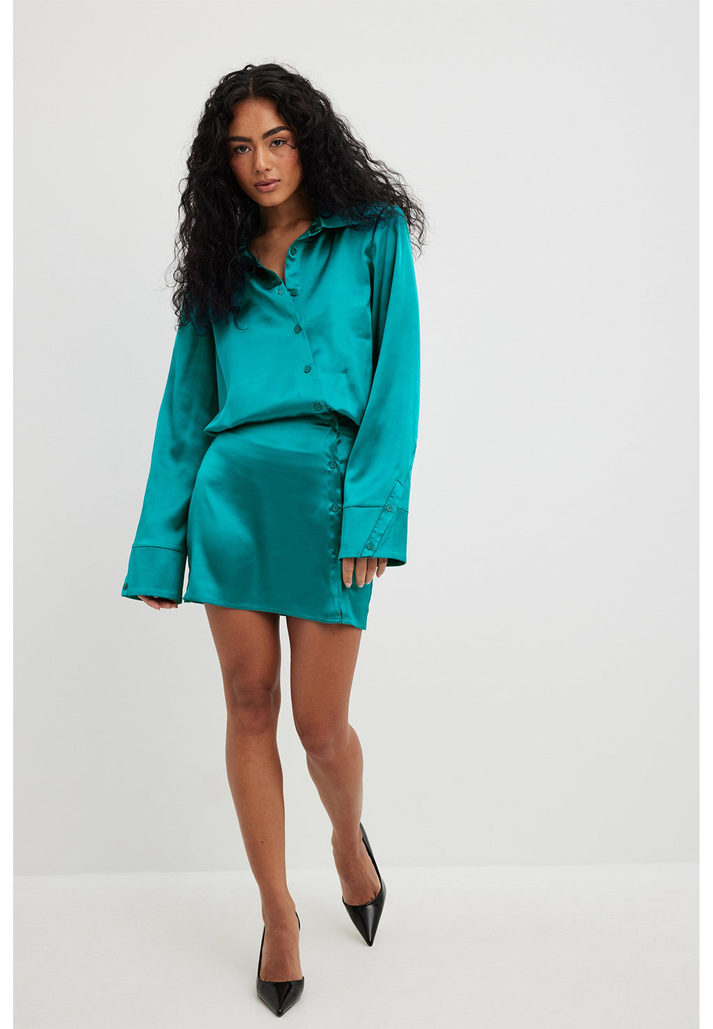 NA-KD JANKA POLLANI LONGSLEEVE SHIRT DRESS