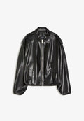 Bershka BALLOON - Faux leather jacket - black