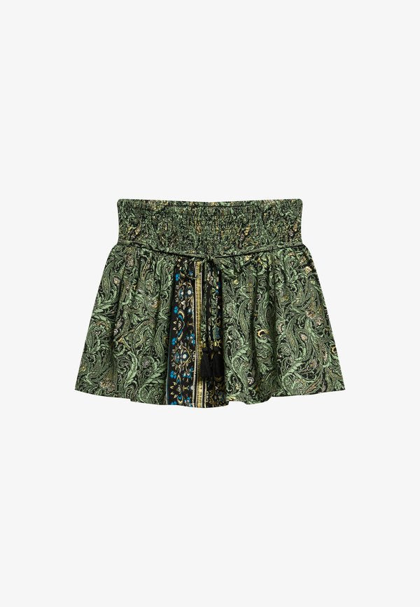 Superdry & Co ST TROPEZ - Pleated skirt - green leaf paisley