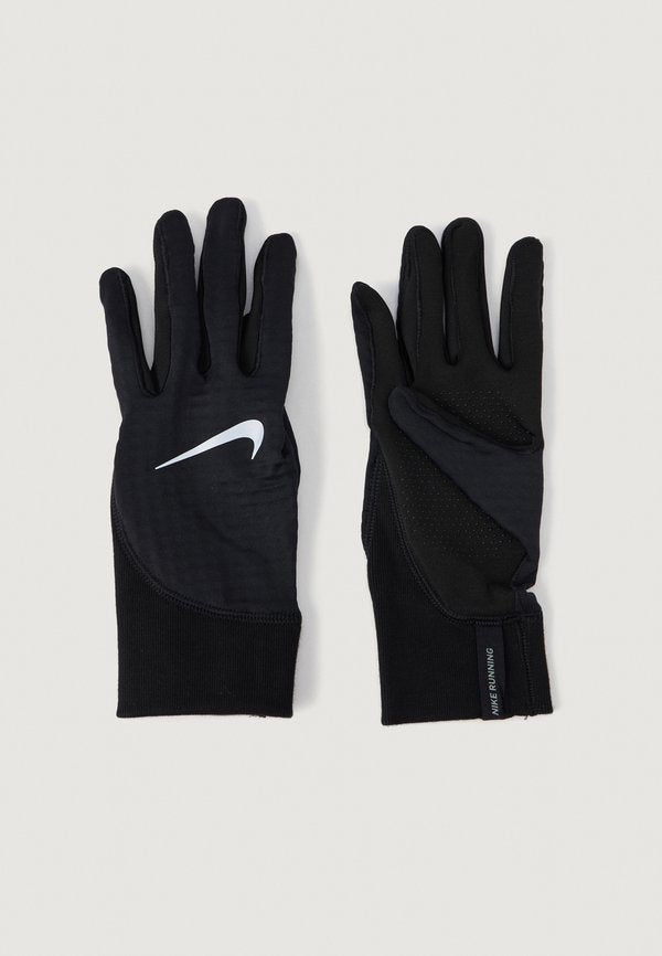 Nike Performance THERMA FIT PACER SPHERE MIDWEIGHT - Gloves - black/silver-coloured