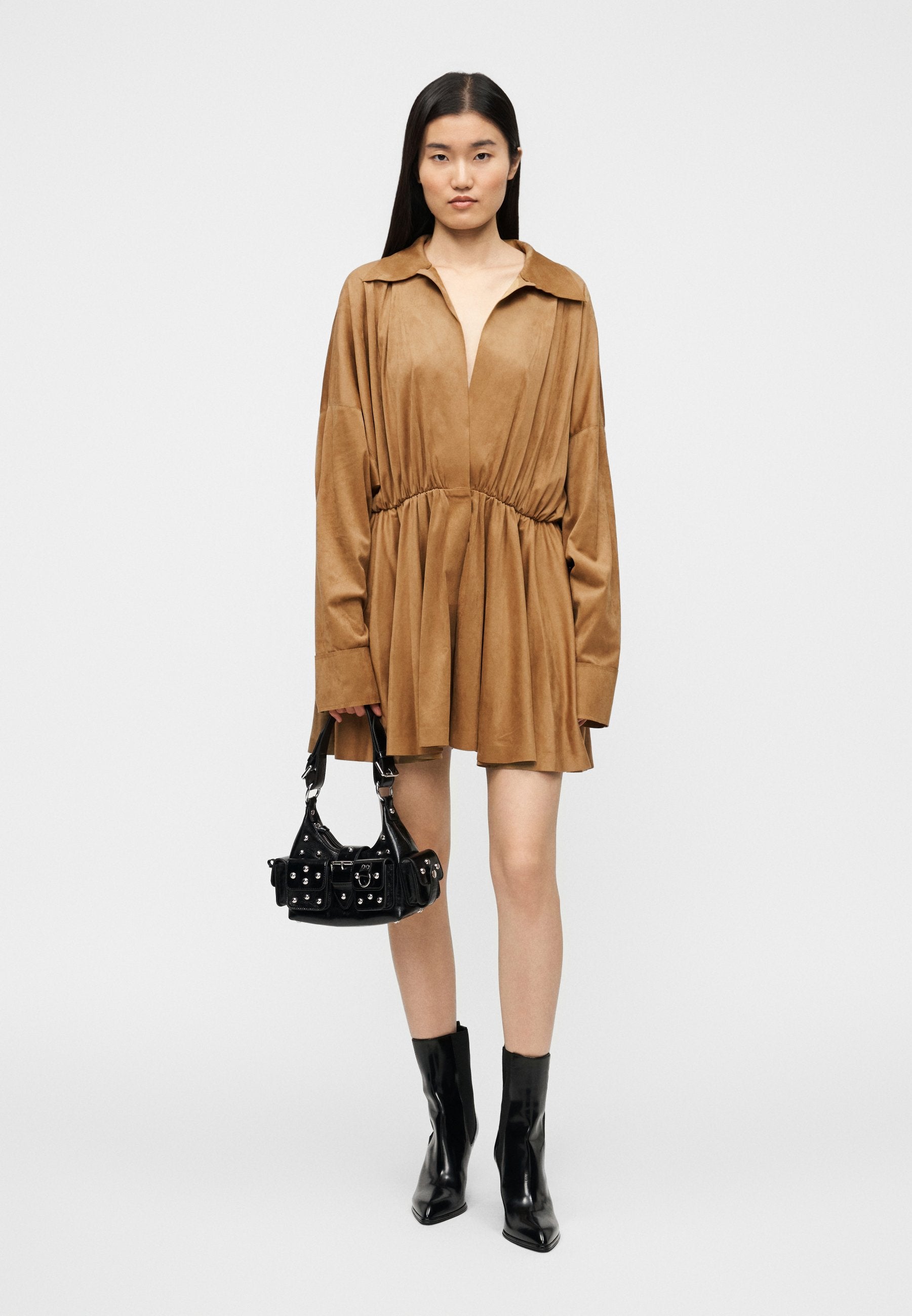 Norma Kamali SUPER OVERSIZED FLARED MINI DRESS