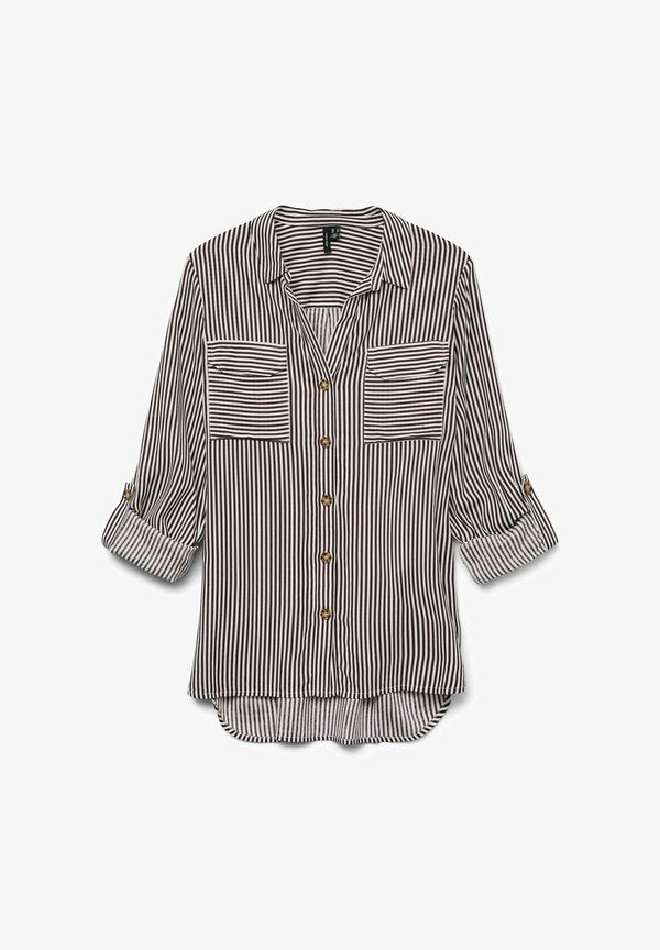 Vero Moda VMBUMPY L/S SHIRT NEW WVN NOOS - Button-down blouse - winetasting