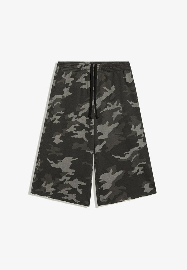 Bershka PLUSH WITH PRINT - BERMUDA SHORTS - A-line skirt - dark grey