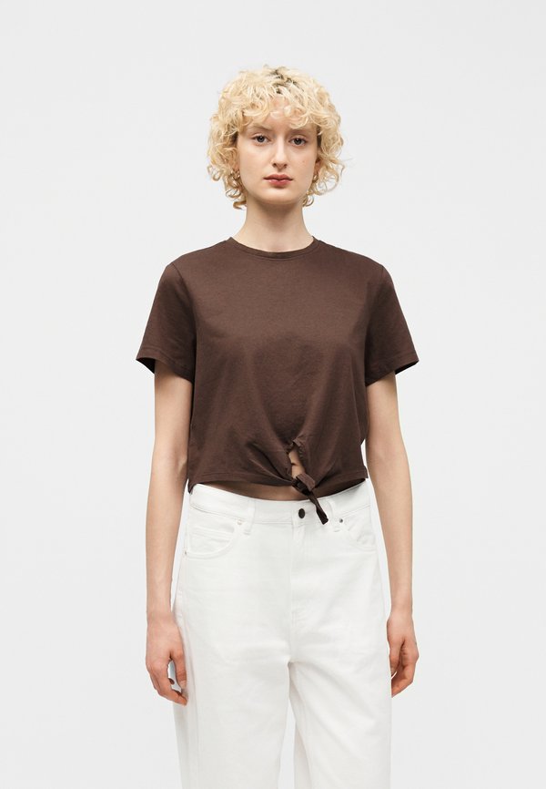 ONLY ONLMAY SHORT KNOT BOX - Print T-shirt - chocolate martini