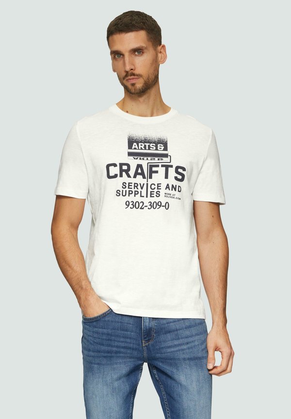 s.Oliver CREW-NECK - Print T-shirt - weiß