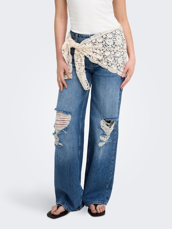 ONLY Wide-fit ONLCARRIE Mid waist Wide Leg Fit - Wide Leg - medium blue denim