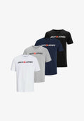 Jack & Jones RUNDHALS 4 STÜCK - Print T-shirt - weiß grau navy schwarz