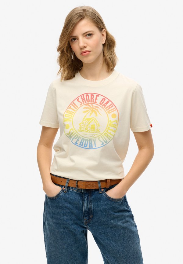 Superdry & Co LOFI OUTDOOR - Print T-shirt - cream