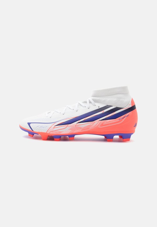 adidas Performance F50 HYPERFAST CLUB MID FG/MG UNISEX - Football boots artificial grass - footwear white/solar purple/solar turbo