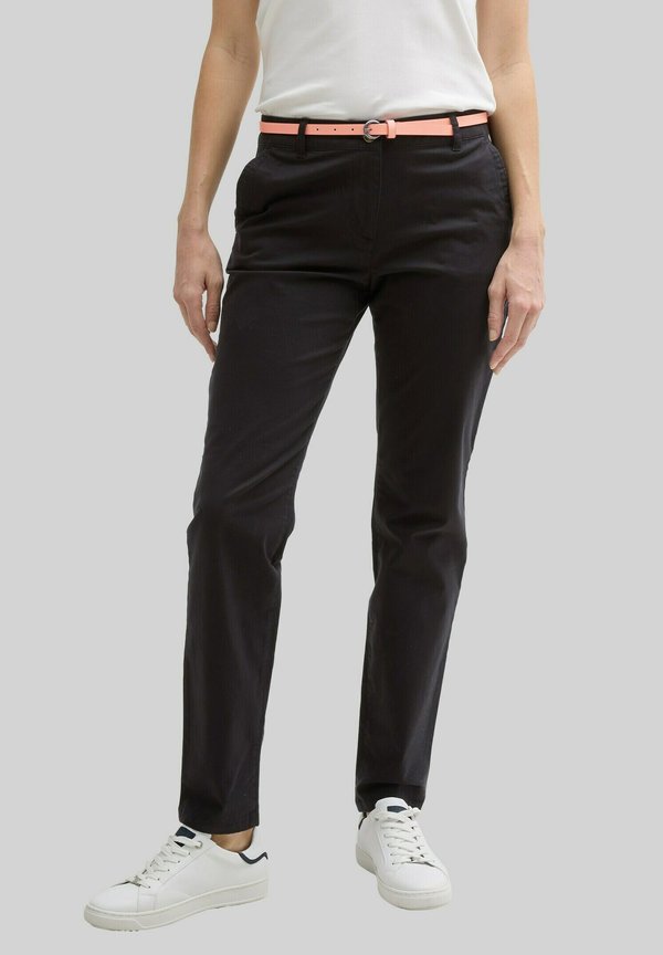 TOM TAILOR TOM TAILOR HOSEN & CHINO CHINO MIT GÜRTEL - Chinos - deep black