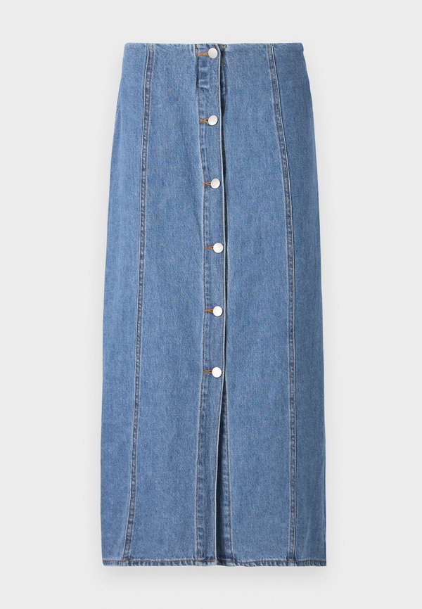 Vero Moda VMLENE BUTTON SKIRT - Denim skirt - medium blue denim
