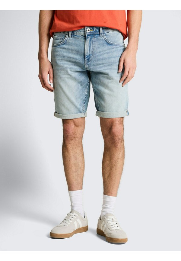 TOM TAILOR TTJOSH REGULAR SLIM FIT - Denim shorts - light stone blue denim