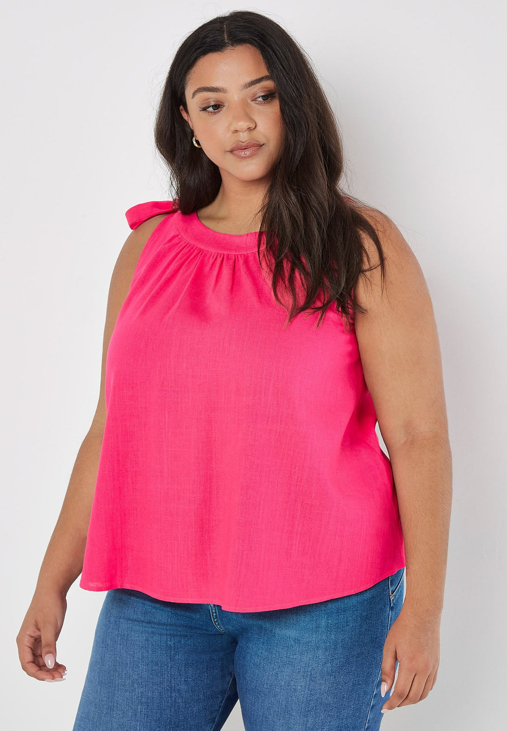 Apricot CURVE TEXTURED TIE SHOULDER