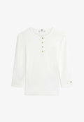 Tommy Hilfiger GOLD-TONE BUTTON SLIM HENLEY  - Long sleeved top - ecru