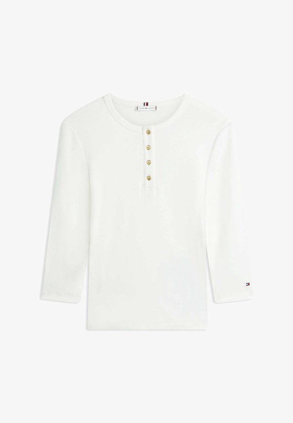 Tommy Hilfiger GOLD-TONE BUTTON SLIM HENLEY  - Long sleeved top - ecru
