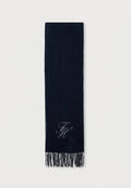 Tommy Hilfiger PURE WOOL LOGO FRINGE SCARF - Scarf - space blue