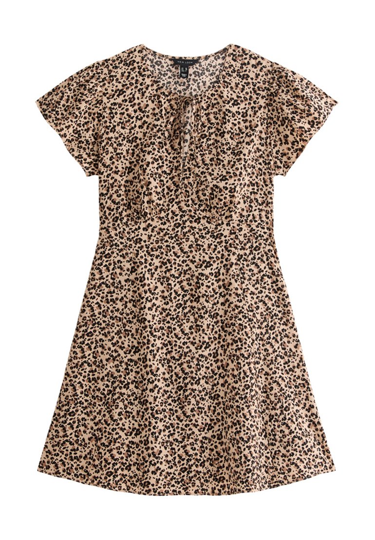 New Look LEOPARD PRINT TIE NECK MINI