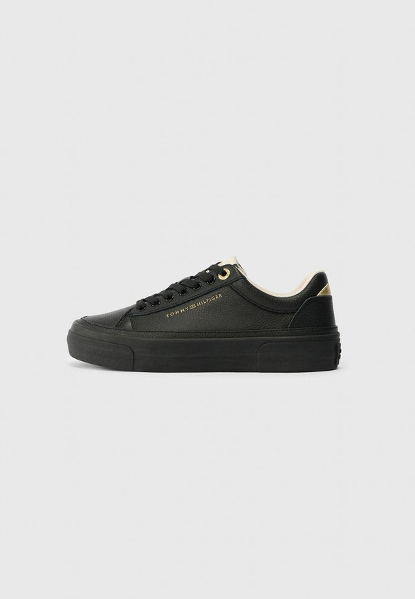 Tommy Hilfiger METALLIC LOGO PLATFORM TRAINERS WITH LEATHER - Trainers - black