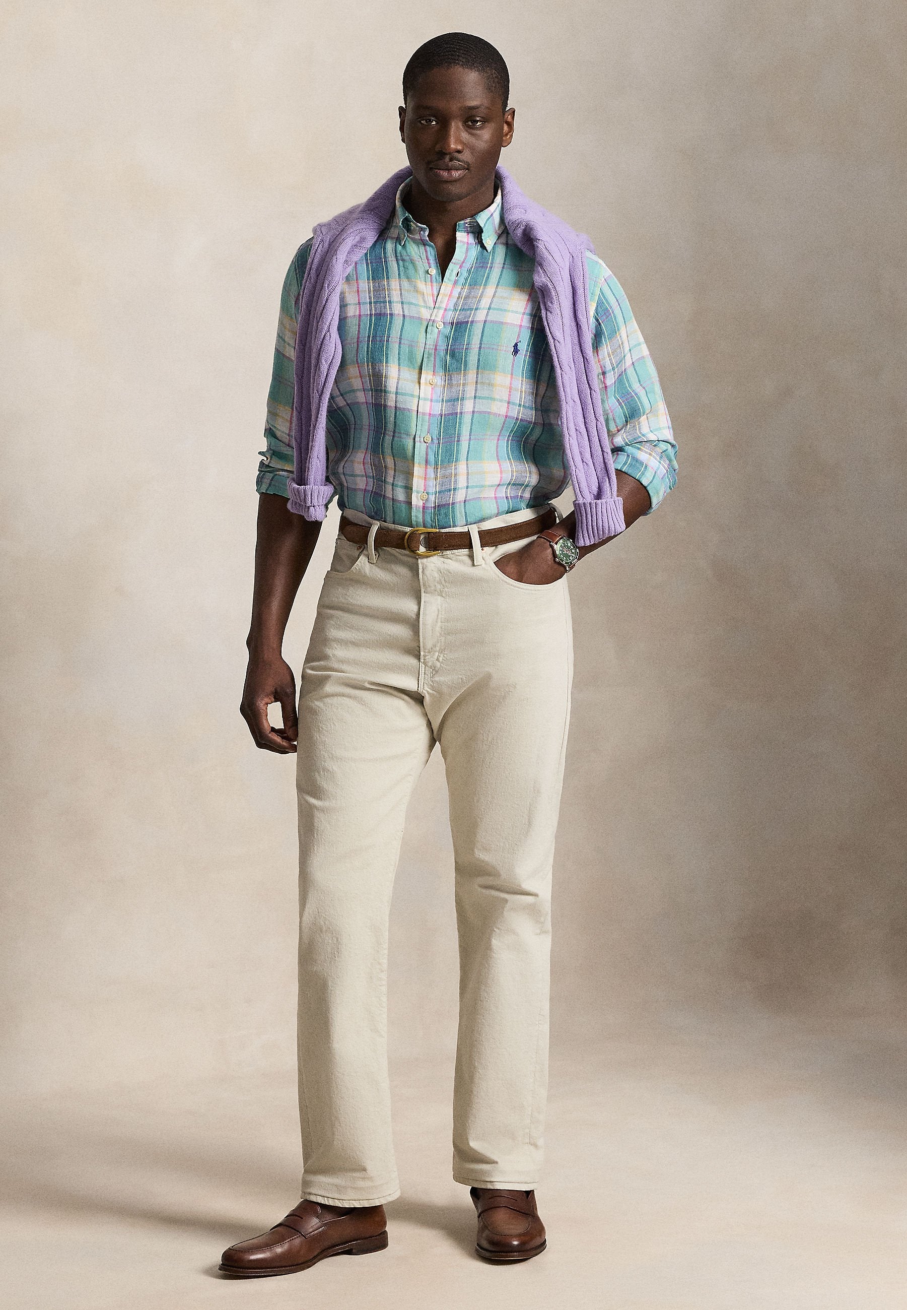 Polo Ralph Lauren Big & Tall PLAID LINEN SHIRT