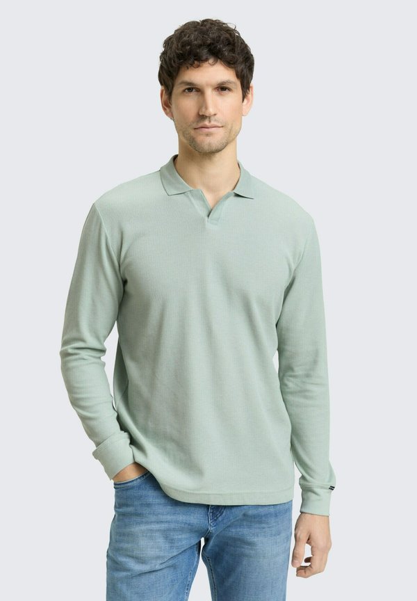 TOM TAILOR LANGARM POLOSHIRT MIT WAFFEL - Jumper - soft greyish green