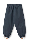 Dunkelblaue Hose mit elastischem Bund, gerafften Bündchen und seitlichen Schlaufen. Aus einem glatten, leichten Gewebe, das sich gut für die Freizeit eignet.