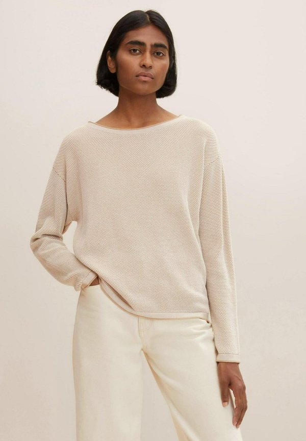 TOM TAILOR Jumper - beige bubble structure
