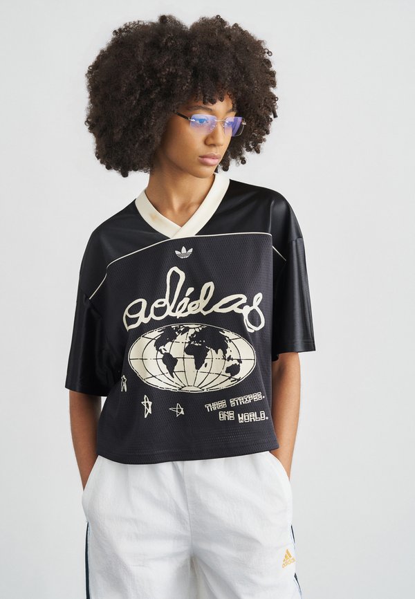 adidas Originals CROPPED - Print T-shirt - utility black