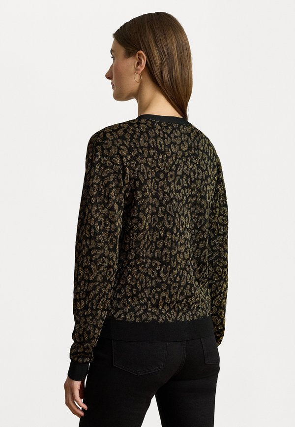 Lauren Ralph Lauren METALLIC OCELOT DOUBLE KNIT CARDIGAN