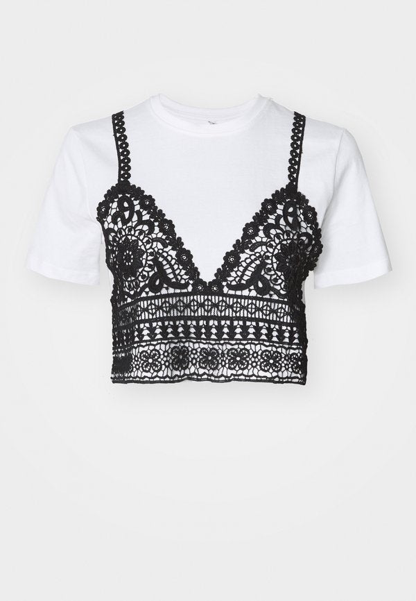 ONLY ONLBETSY - Print T-shirt - cloud dancer/black