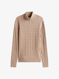 Tommy Hilfiger CLASSIC CABLE ZIP MOCK - Jumper - coastal taupe