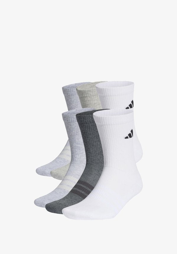 adidas Performance CUSHIONED UNISEX 6 PACK - Sports socks - white/light grey heather/medium grey heather/dark grey heath