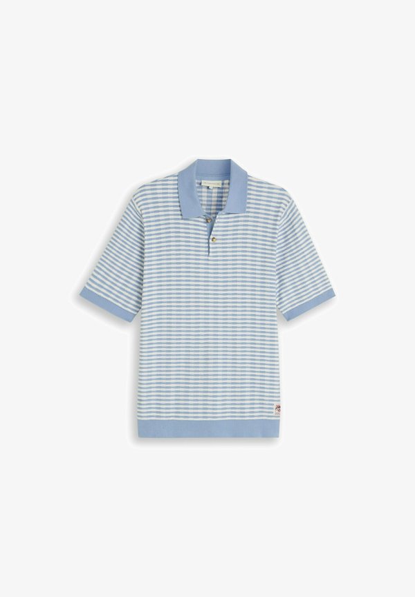 TOM TAILOR TOM TAILOR PULLOVER & STRICKJACKEN STRICK-POLOSHIRT MIT STREIFENMUSTER - Polo shirt - light blue white stripe