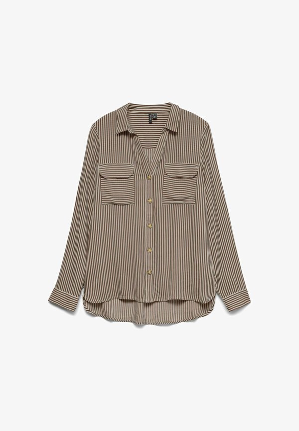 Vero Moda Curve VMBUMPY L/S SHIRT NEW CURVE GA NOOS - Button-down blouse - cocoa brown
