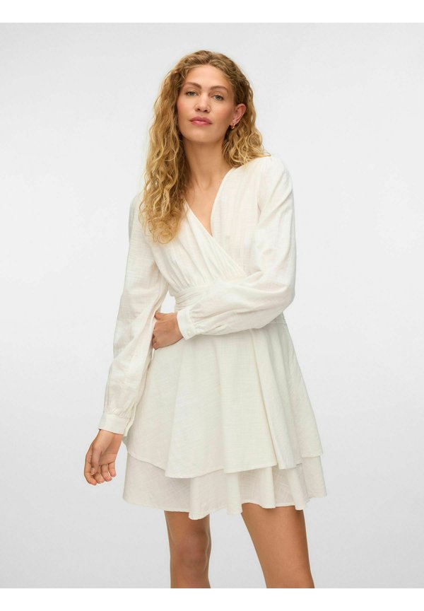Vero Moda VMMIE POLLY LAYERED DRESS - Day dress - snow white