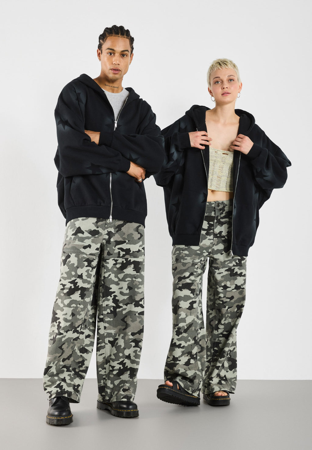 YOURTURN UNISEX TERRY OVERSIZED FIT ZIP-UP HOODIE