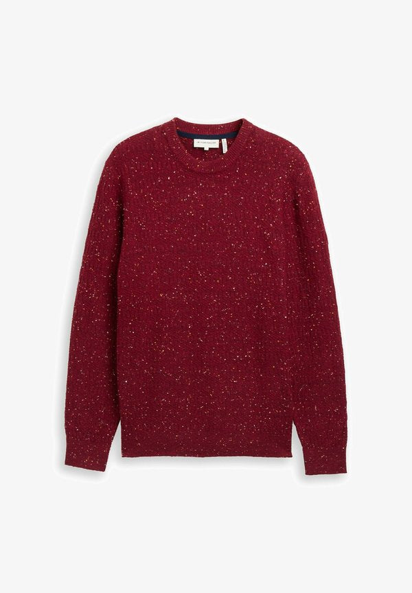 TOM TAILOR PULLOVER MIT RUNDHALSAUSSCHNITT - Jumper - bordeaux multicolor neps