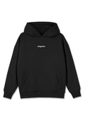 Schwarzer Kapuzenpullover mit einer vorderen Kängurutasche, gerippten Bündchen und Saum. Verfügt über ein weißes "pegador"-Logo auf der Brust. Hergestellt aus weichem Stoff.
