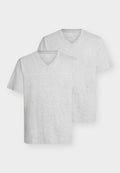 TOM TAILOR 2-PACK - Basic T-shirt - light stone grey melange