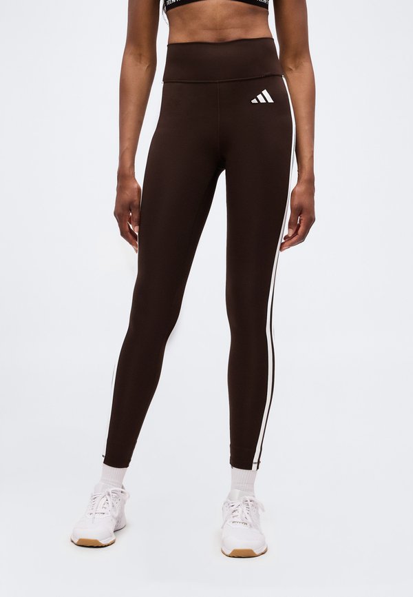 adidas Performance OPTIME ESSENTIALS WORKOUT 3 STRIPES 7/8 - Leggings - aurora coffee/white