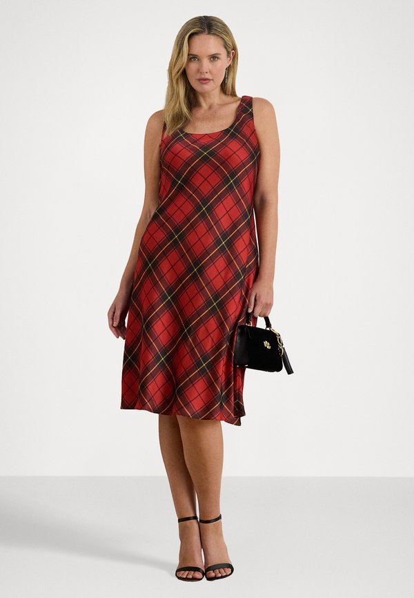 Lauren Ralph Lauren Woman PLAID SATIN SLEEVELESS COCKTAIL DRESS