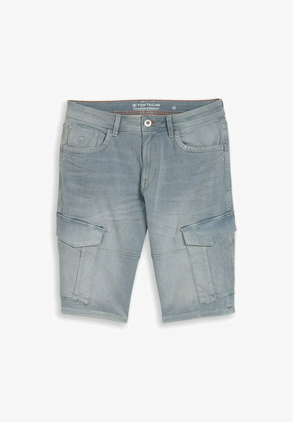 TOM TAILOR TTMARVIN STRAIGHT FIT - Denim shorts - light stone blue grey denim