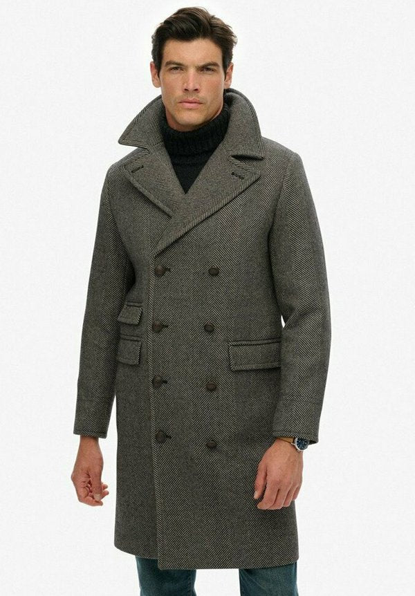 Superdry & Co THE MERCHANT STORE LONG - Classic coat - ivory/black herringb