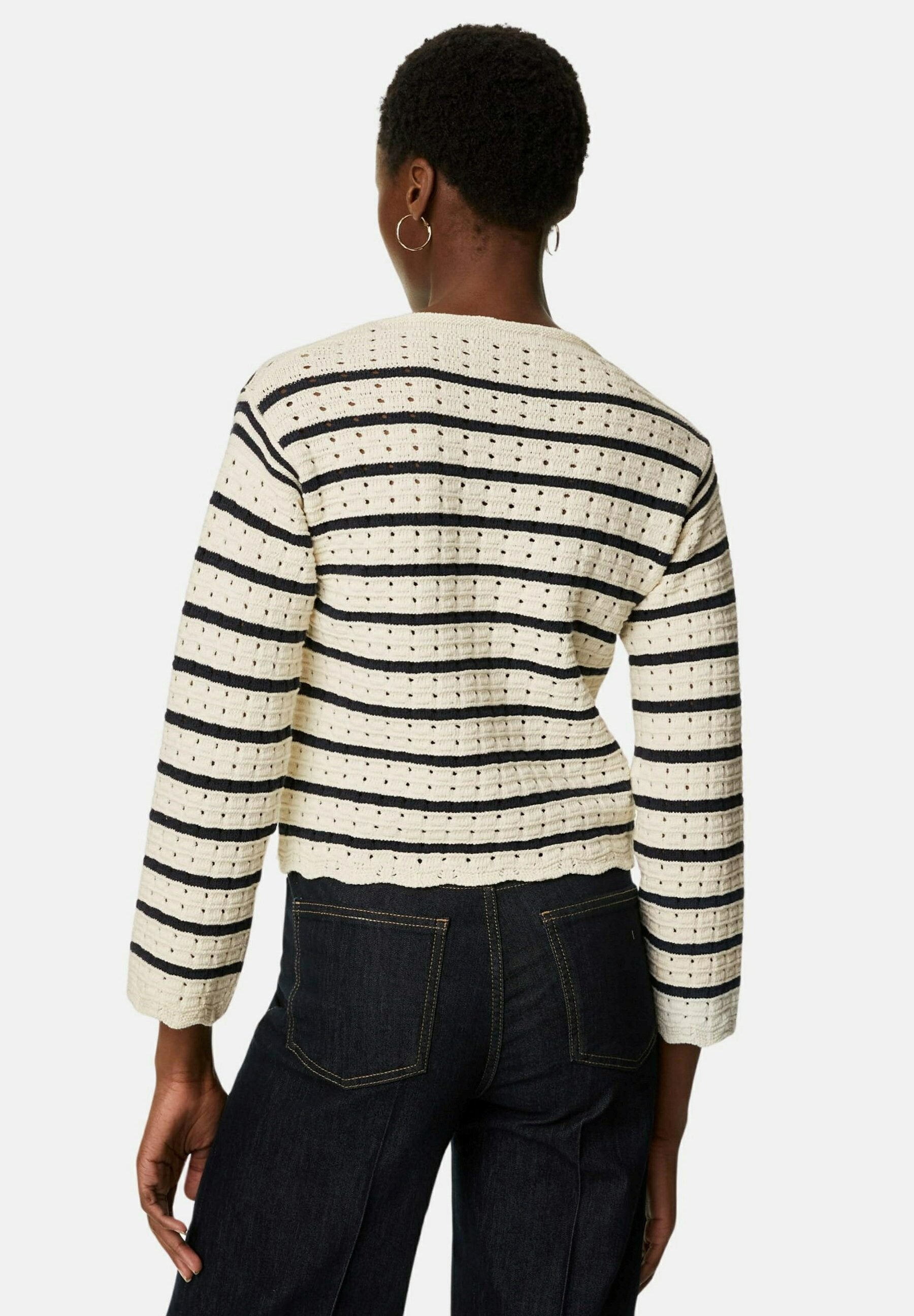 Marks & Spencer CROCHET STRIPED CREW NECK