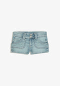 Bershka MINI SHORT - Denim shorts - light blue