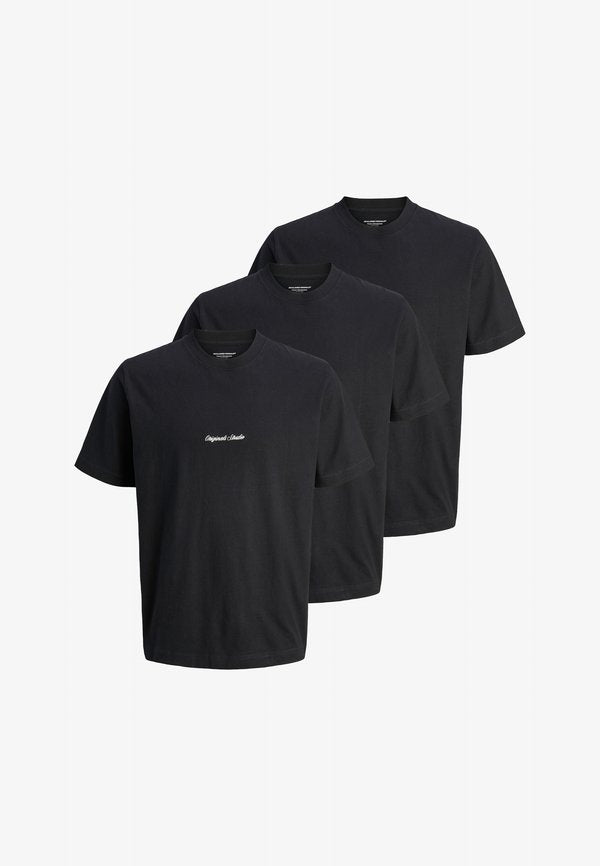 Jack & Jones 3 PACK - Basic T-shirt - schwarz