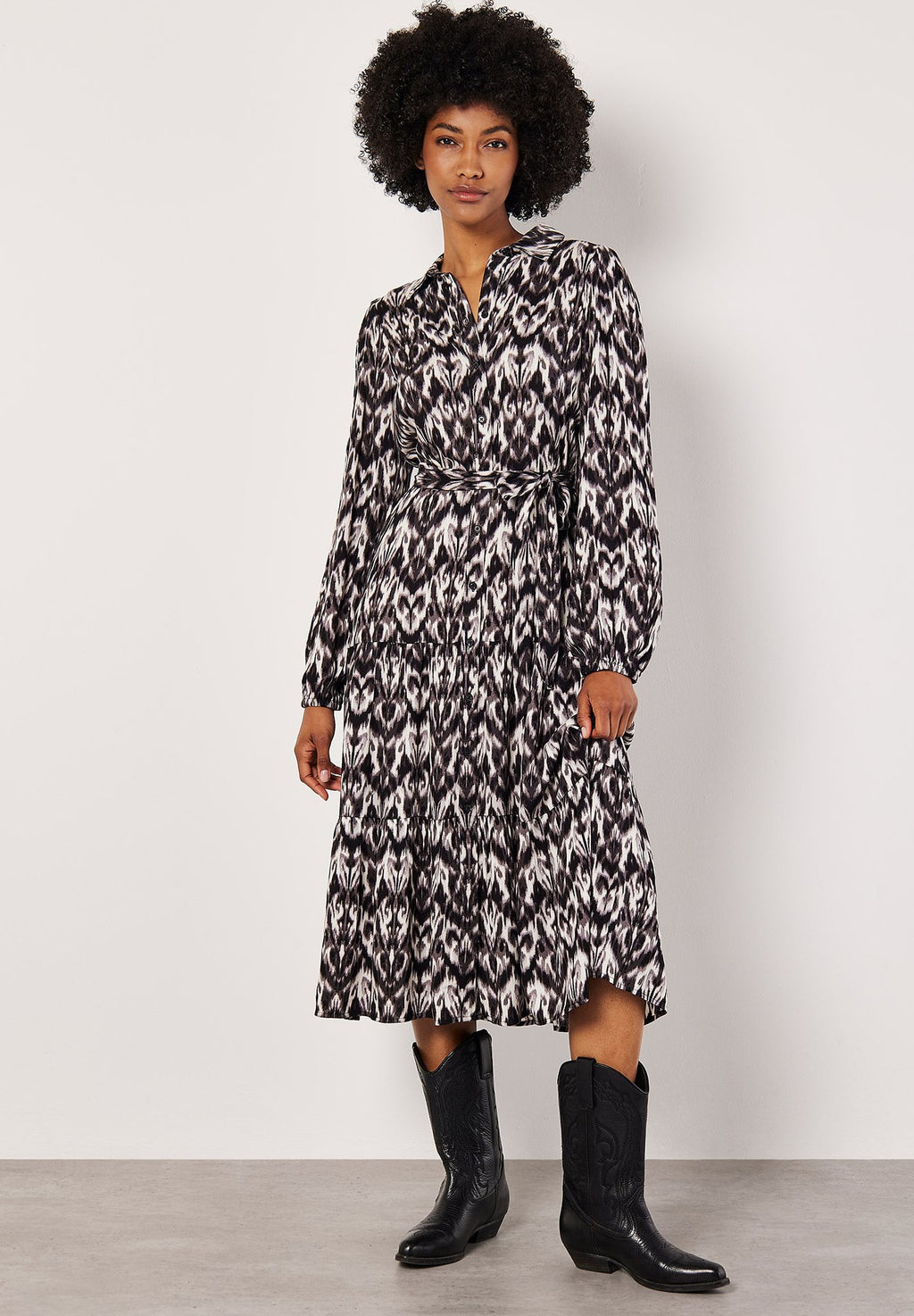 Apricot IKAT TIERED MIDI