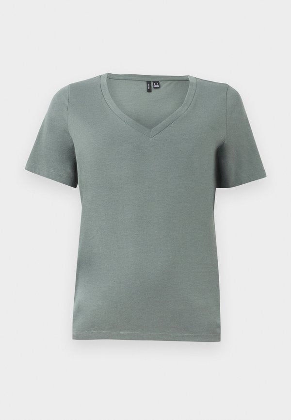 Vero Moda VMPAULINA NECK NOOS - Basic T-shirt - balsam green