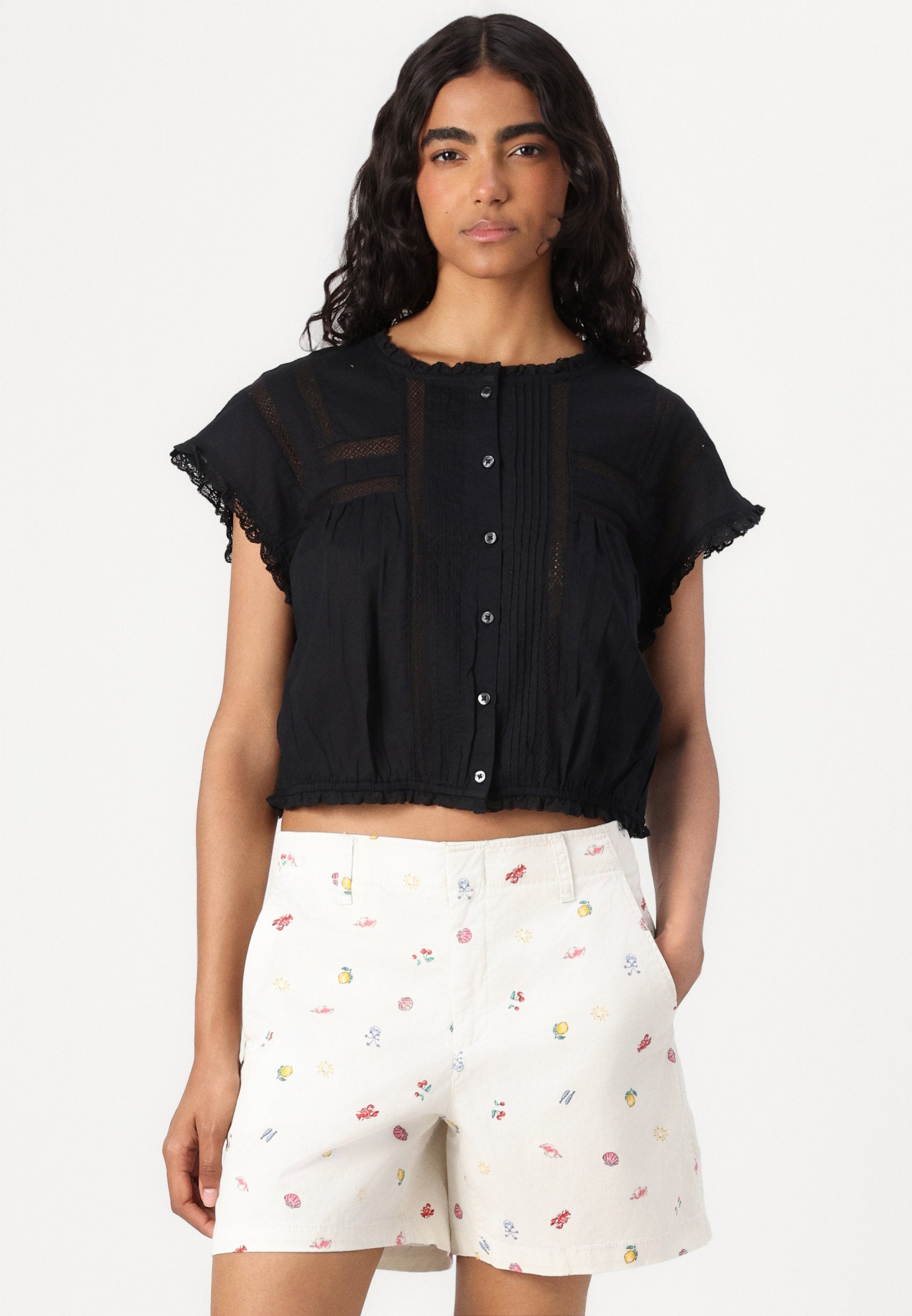 GAP RUFFLE TRIM FASHION SHIRT
